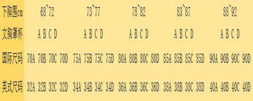 内衣尺码对照表_WWW.66152.COM